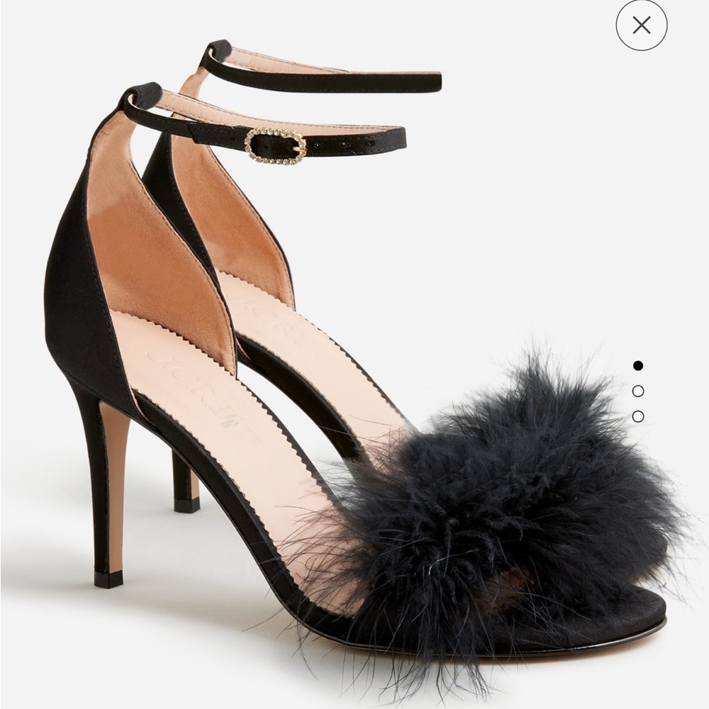 NWT J.Crew Black Feather Stilettos, size 9, Made in Italy
